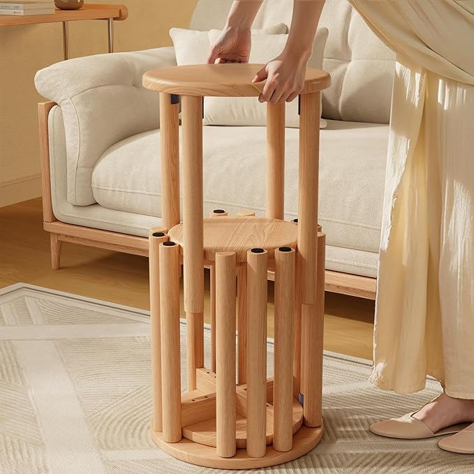 Stackable Stools Set of 4 Wooden Stools 18 Inch Stool Nesting Side Tables by Unknown