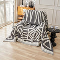 STACYPIK Boho Geometric Dark Grey Sofa Cover Chenille Couch Cover by STACYPIK