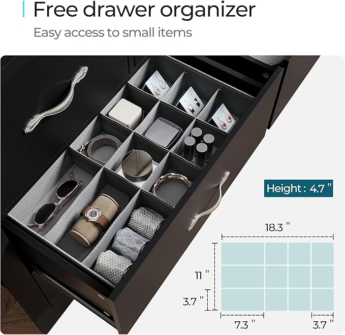 LINSY HOME 7 Drawers Dresser for Bedroom, Wood Bedroom Dresser Modern Drawer - Image 3