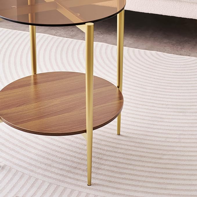 Round Glass End Table, Mid-Century Modern Design Sofa Table - Image 6