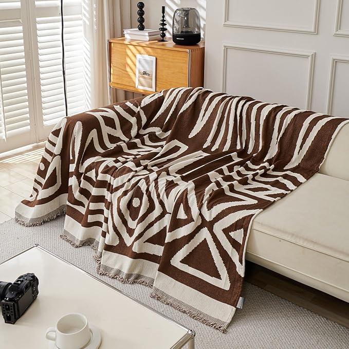 STACYPIK Reversible Boho Chocolate Sofa Cover Durable Couch Cover - Image 7