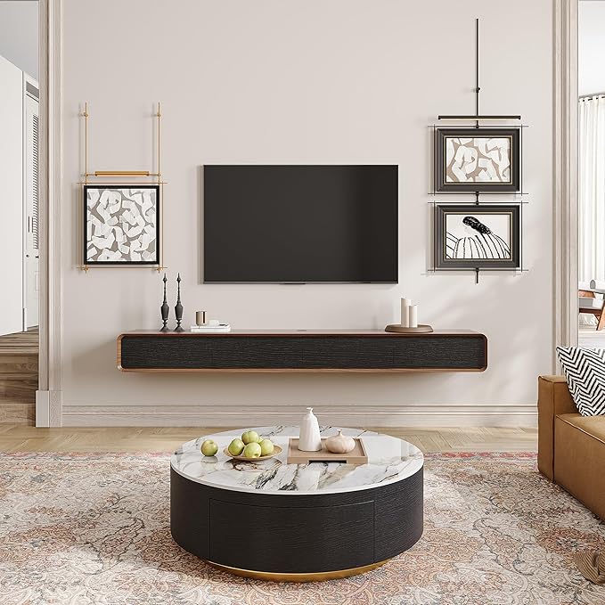 POVISON Fully-Assembled Minimalist Floating TV Stand, Modern Wall-Mounted - Image 3