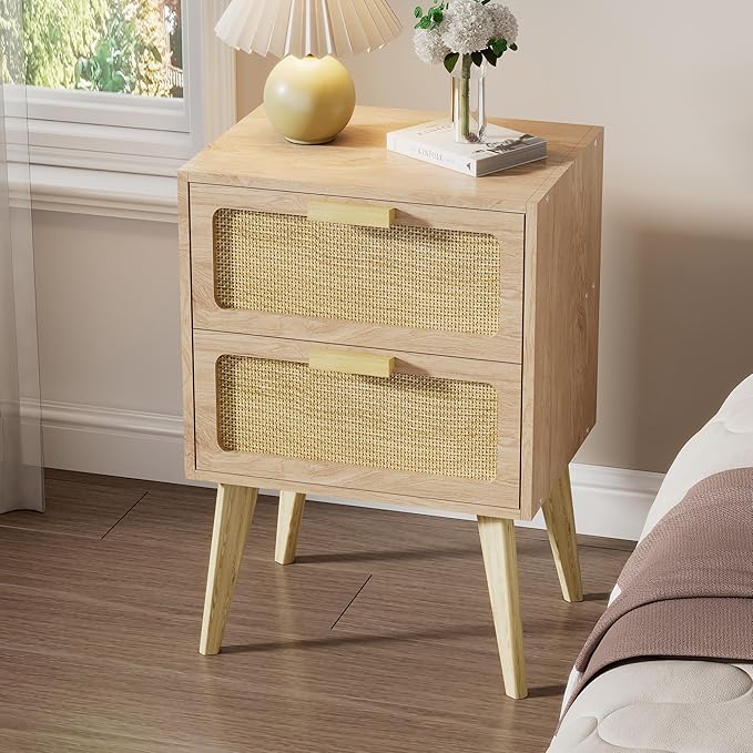 Rattan Nightstand, Boho Bedside - Image 6