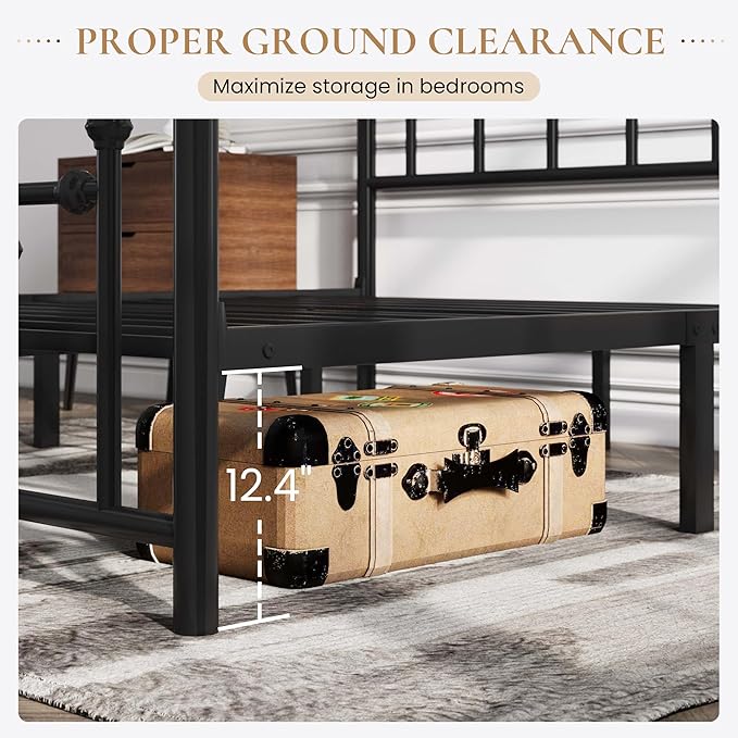 SHA CERLIN 14'' Full Size Metal Platform Bed Frame/Victorian Headboard and - Image 5
