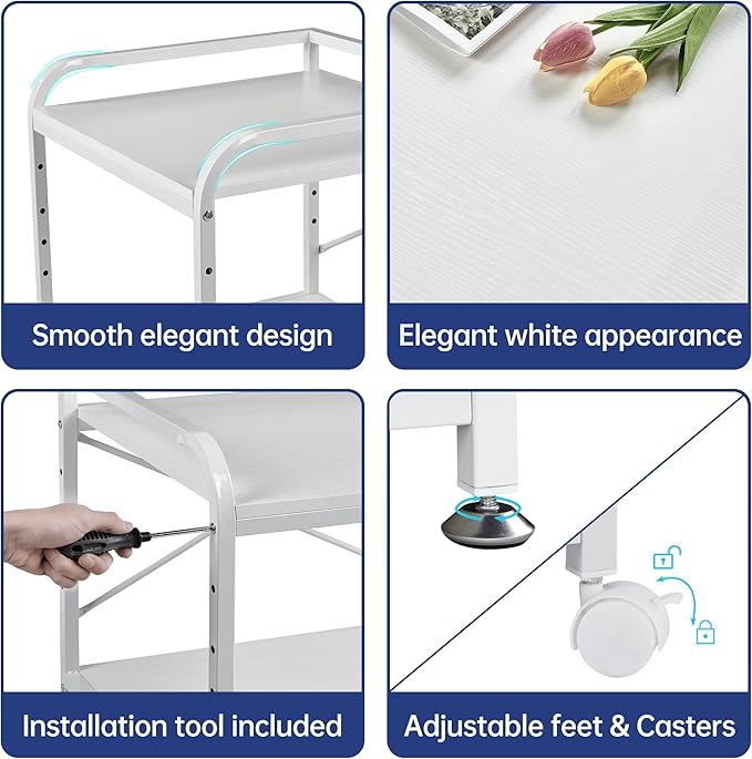 20 Inches Deep Large Printer Stand, 2 Tier Under Desk Printer Table - Image 9