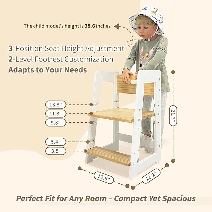 Damoch Family® Compact Toddler Chair & Wooden Step Stool - Image 5
