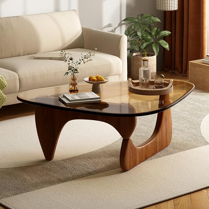 Glass Coffee Table for Living Room Mid Century Modern Triangle Center Table - Image 7