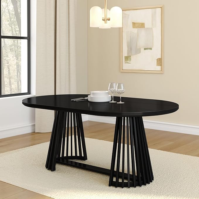Plank+Beam Lido Oval Dining Table, Round Wooden Minimalist Kitchen Table fits 4 by PlankBeam