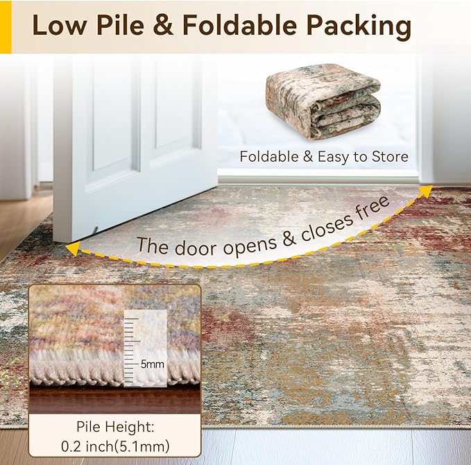 Washable Area Rugs 2'x3' Non-Slip Modern Abstract Soft - Image 8