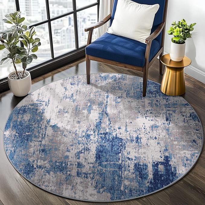 Washable Area Rugs 4ft Non-Slip Modern Abstract Soft - Image 6