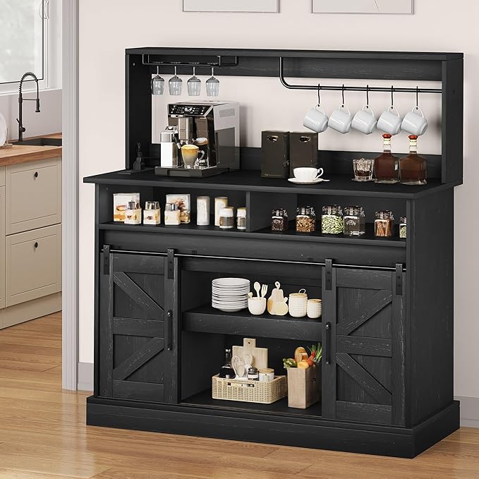 YITAHOME Buffet Cabinets with Upper Rack, Farmhouse Coffee Bar Cabinet with - Image 3