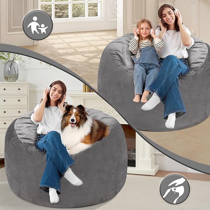 Homguava 3FT Bean Bag Chair: 3' Bean Bags - Image 3
