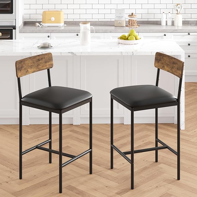 GarveeHome Bar Stools Set of 2, Upholstered Height Bar Stools - Image 4