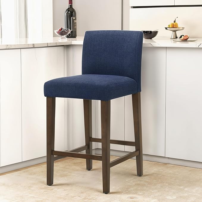CHITA Counter Height Bar Stools Set of 2, Fabric in Midnight Blue - Image 2
