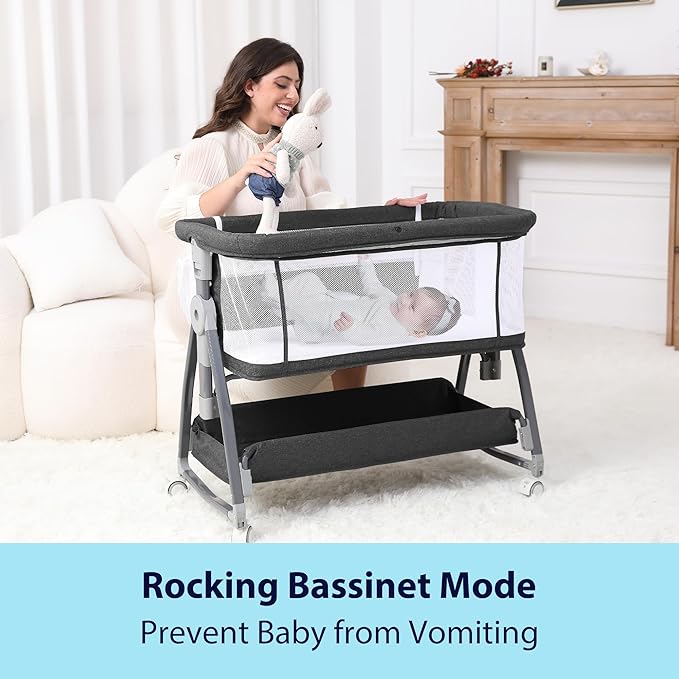 Baby Bassinet Bedside Sleeper, 3 in 1 Rocking Bassinet - Image 5