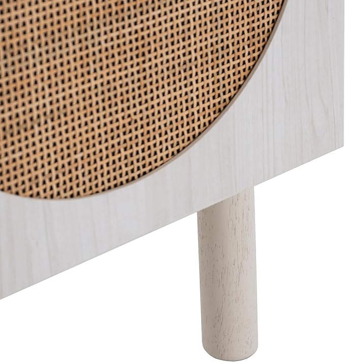 SAFAVIEH Home Collection Ophelia Bleached White/Natural Rattan 2-Door 2-Shelf - Image 8