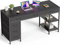 Huuger Computer Desk with 6 Drawers, 54 Inch Office Desk with Shelves, by Huuger