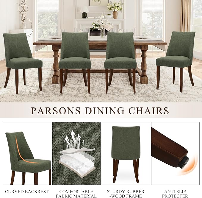 COLAMY Upholstered Dining Chairs Set of 6, Mid Century Modern Kitchen Chairs - Image 5