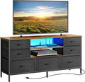 Huuger TV Stand Dresser with Power Outlets and LED Lights, 7 Drawers, 47 Inch by Huuger