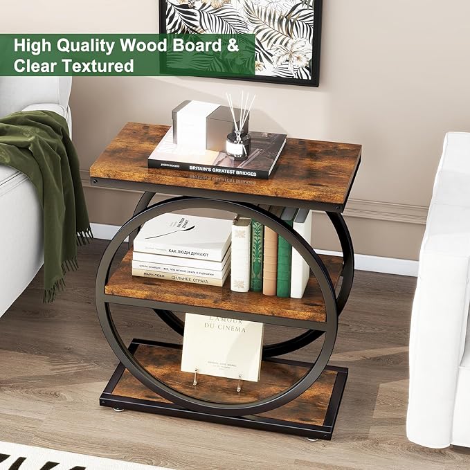 IBUYKE Narrow End Table with 3 Storage Shelves, Industrial Sofa Side Table - Image 6