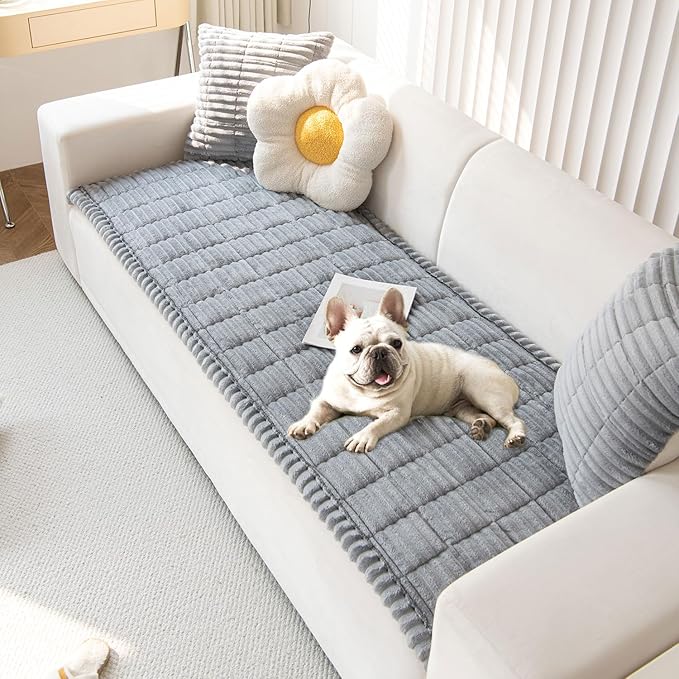 OTOB Sofa Covers for 3 Cushion Couch Washable, Fuzzy Non Slip Pet Friendly by OTOB