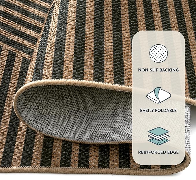 Lahome Modern Geometric Outdoor Easy Jute Rug, 3x5 Indoor Outdoor Rugs - Image 2