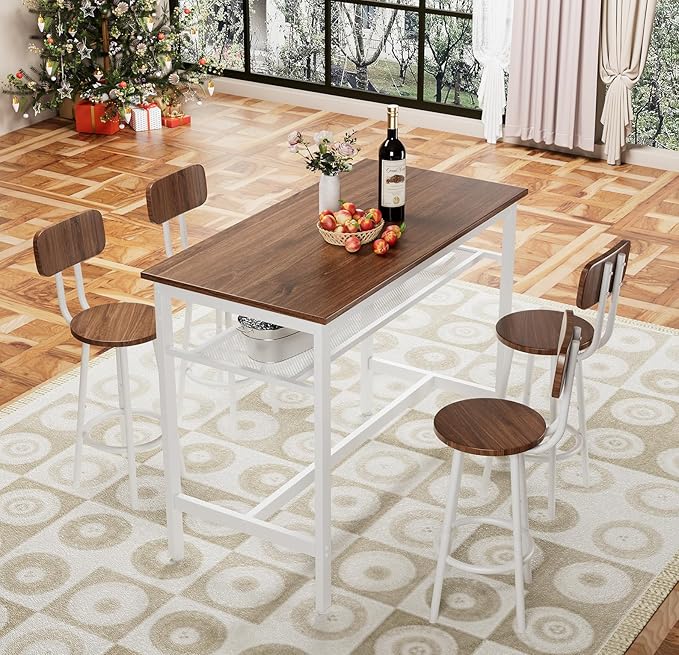 5-Piece Bar Table and Chairs Set, 43.3'' Pub Table Set Modern Small Table and by Unknown
