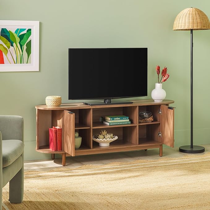 Walker Edison Modern Curved Reeded TV Stand - Image 6
