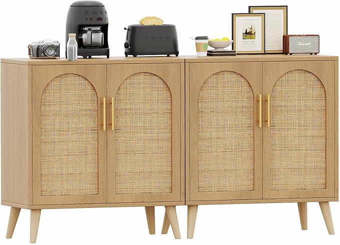 Rovaurx Set of 2 Rattan Storage Cabinet - Image 7
