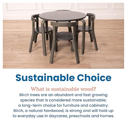 ECR4Kids Bentwood Round Table and Curved Back Chair Set, Kids Furniture - Image 6