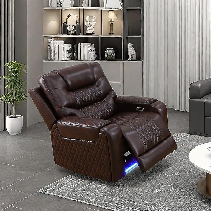 Recliner Chair, Leather Recliner Home Theater Seating, Electric Reclining Chair - Image 3