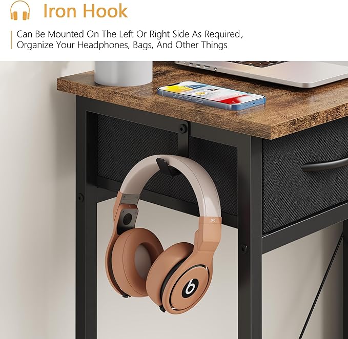 Small Desk with 5 Fabric Drawers, 33 Inch Computer Desk - Image 4