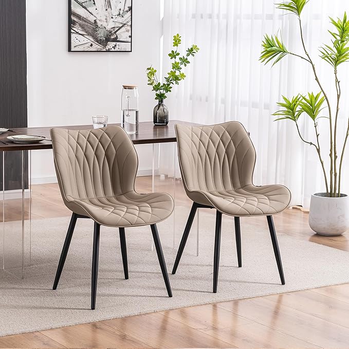 YOUNIKE Dining Chairs Set of 2, Upholstered Leather Kitchen Dining Room Chairs by YOUNIKE