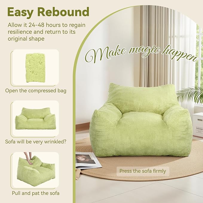 INMOZATA Bean Bag Chair for Adults, 3FT Beanbag Chair - Image 5