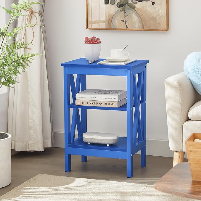 VECELO End Table Set of 2, Bedside Table, X-Design Reinforced Nightstands - Image 6