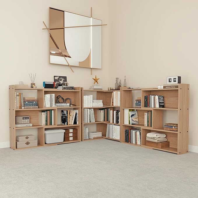 Open Shelf Low Bookcase, Wooden 4-Tier Floor Standing Expandable 25-47 inch - Image 9