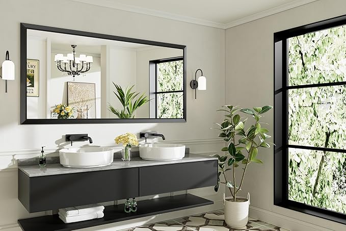 72x36 Inch Black Bathroom Mirror - Image 9