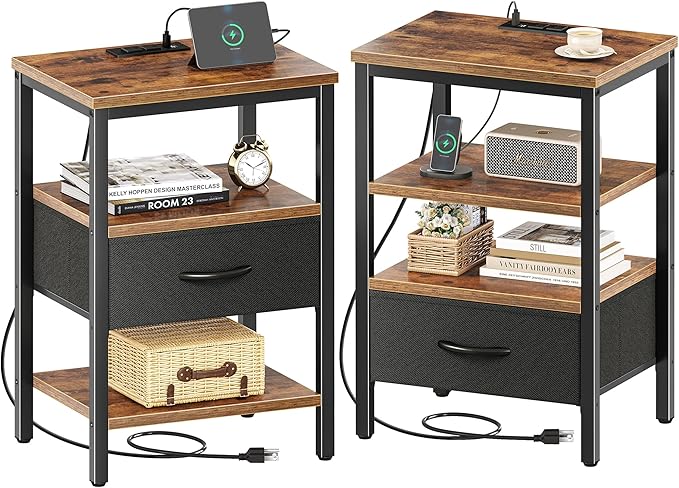 SUPERJARE Nightstand Set of 2, Bed Side Tables by SUPERJARE