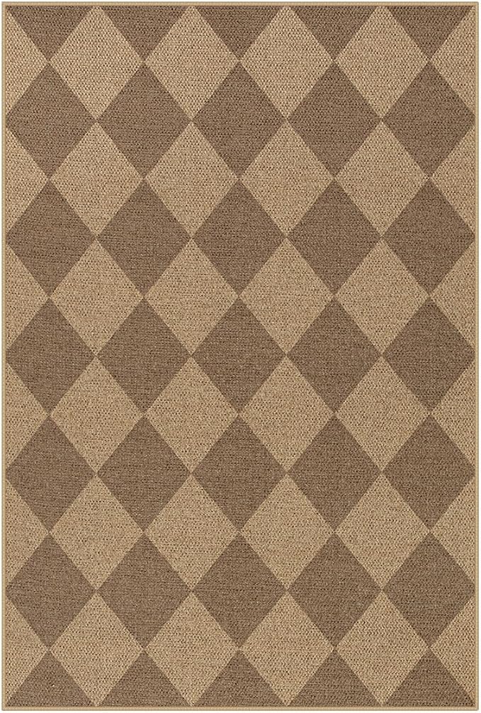 Lahome Checkered Easy Jute Rug, 2x3 Entryway Rug Indoor Outdoor Front Door Mat - Image 8