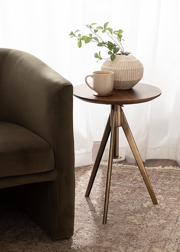 Kate and Laurel Keres Mid-Century Adjustable-Height Round Pedestal Side Table - Image 2