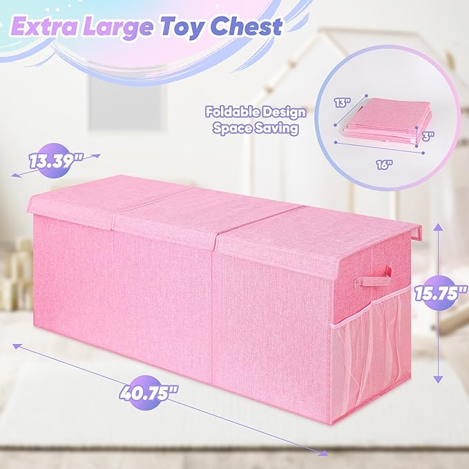 Extra Large Toy Box, Toybox for Kids Boys Girls, Collapsible Sturdy Toy Storage - Image 7