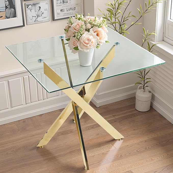 Dining Table for 4 Modern 35.43" Rectangular Glass Dining Table Kitchen & by LynginsCreativeLife