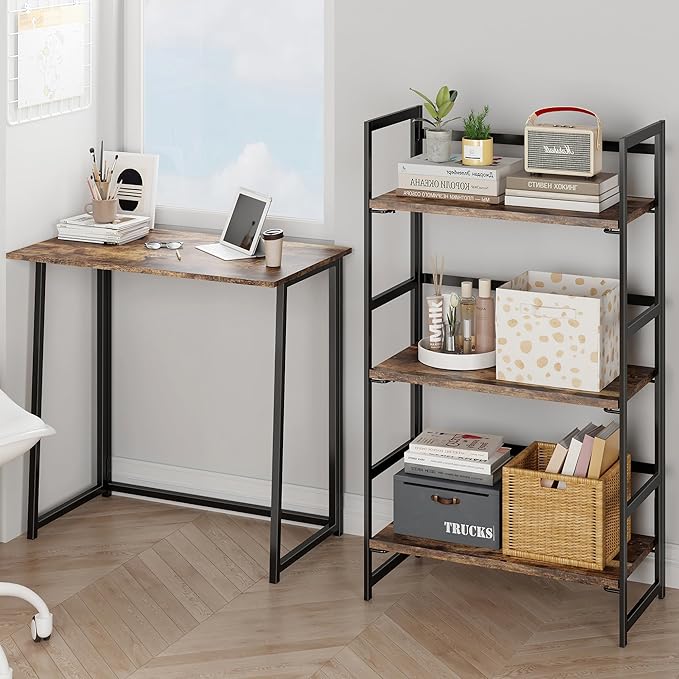 BHG Vintage Multifunctional Folding Bookshelf, No-Assembly Plant Stand Storage - Image 2