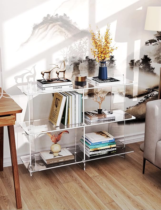 Acrylic Bookshelf, Small 3 Tier Open Bookcase - Image 4