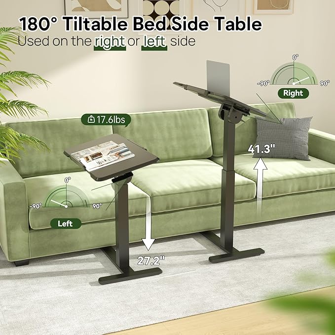 Rolling Laptop Desk, Mobile Standing Desk Height Adjustable, 180° Tiltable - Image 2