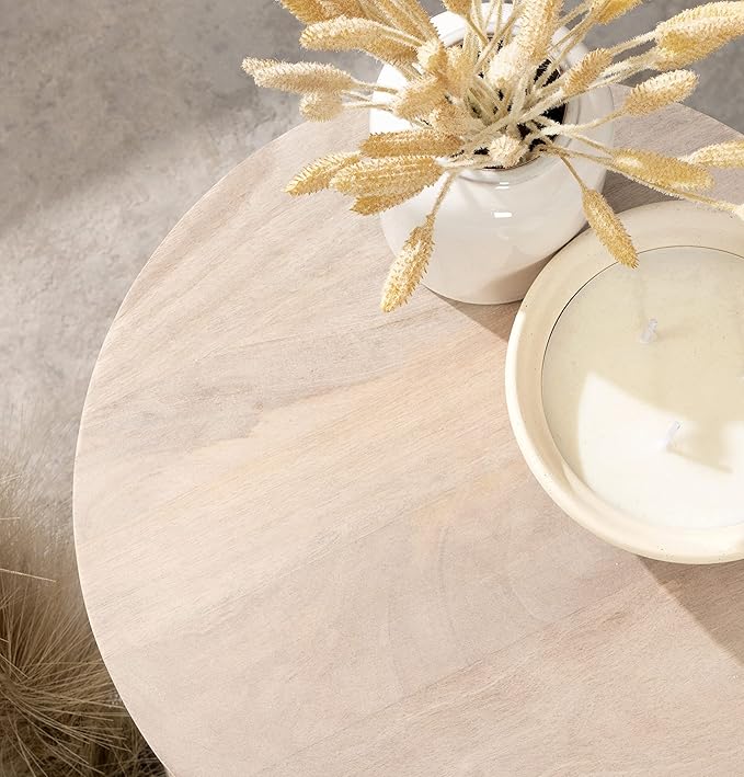 Kate and Laurel Aja Modern Round Side Table, Decorative Modern Geometric Wood - Image 7