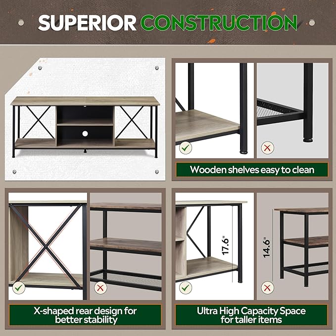 WLIVE TV Stand up to 65 Inch TV, Industrial TV Console - Image 5