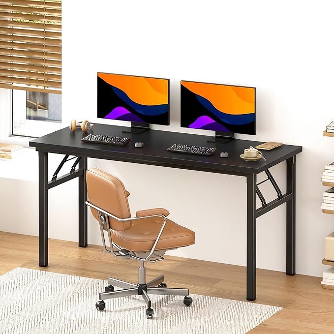 DlandHome Large Computer Desk, Folding Desk, Decent and Steady Home Office - Image 2