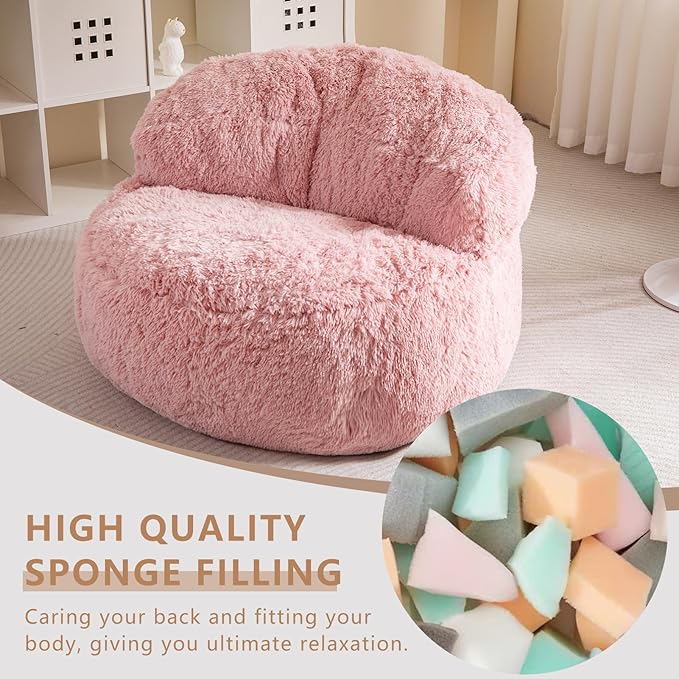 BYBYME Giant Bean Bag Chair, Faux Fur Bean Bag Couch - Image 4