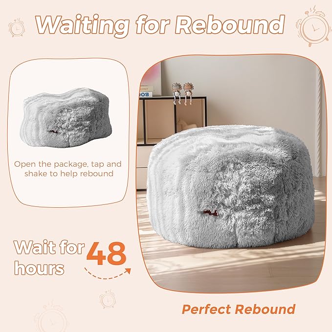 MAXYOYO Kids Bean Bag Chair, Stuffed Faux Fur Bean Bag - Image 9